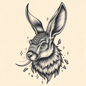 Hyper-Detailed Jackalope Tattoo