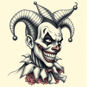 Hyper-Detailed Jester Tattoo