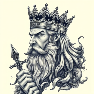 Hyper-Detailed King Tattoo