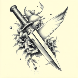 Hyper-Detailed Knife Tattoo