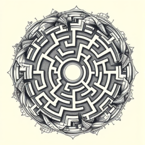 Hyper-Detailed Labyrinth Tattoo