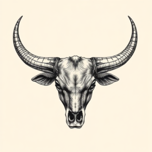 Hyper-Detailed Longhorn Tattoo