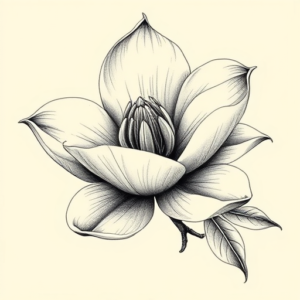 Hyper-Detailed Magnolia Tattoo