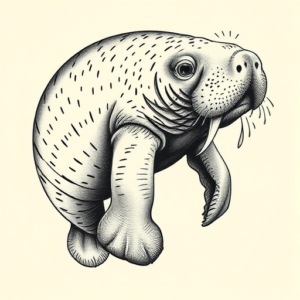 Hyper-Detailed Manatee Tattoo