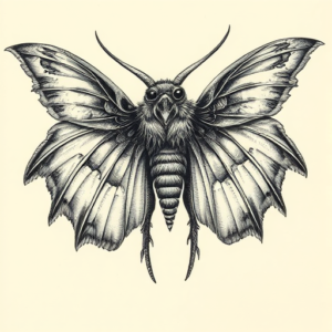 Hyper-Detailed Mothman Tattoo