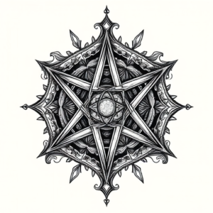 Hyper-Detailed Pentagram Tattoo