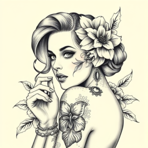 Hyper-Detailed Pinup Tattoo