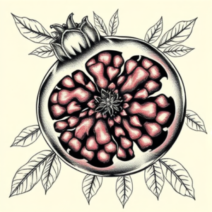 Hyper-Detailed Pomegranate Tattoo