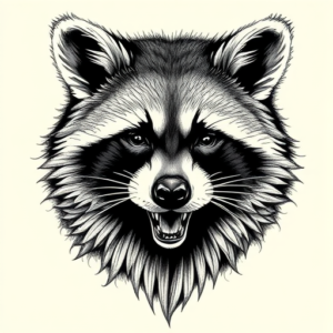 Hyper-Detailed Raccoon Tattoo
