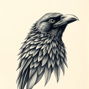 Hyper-Detailed Raven Tattoo