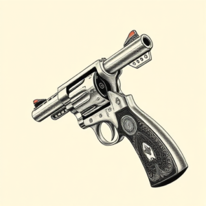 Hyper-Detailed Revolver Tattoo