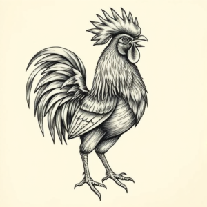 Hyper-Detailed Rooster Tattoo