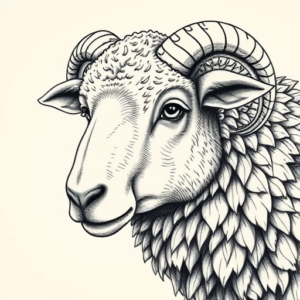 Hyper-Detailed Sheep Tattoo