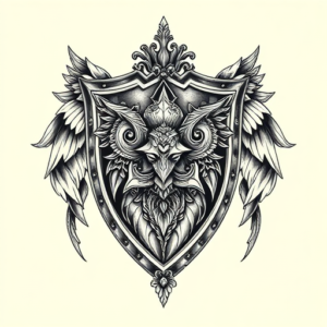 Hyper-Detailed Shield Tattoo