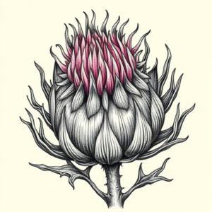 Hyper-Detailed Thistle Tattoo