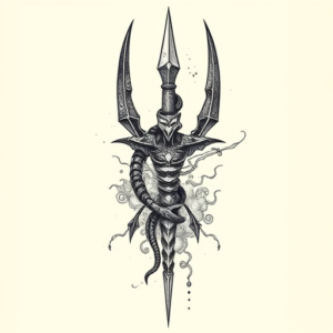 Hyper-Detailed Trident Tattoo