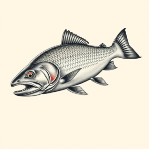 Hyper-Detailed Trout Tattoo