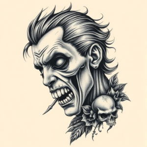 Hyper-Detailed Vampire Tattoo