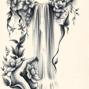 Hyper-Detailed Waterfall Tattoo