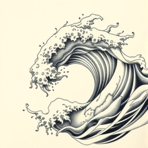 Hyper-Detailed Wave Tattoo