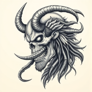 Hyper-Detailed Wendigo Tattoo