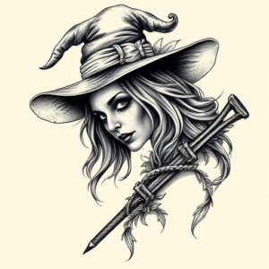 Hyper-Detailed Witch Tattoo