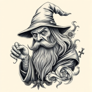 Hyper-Detailed Wizard Tattoo