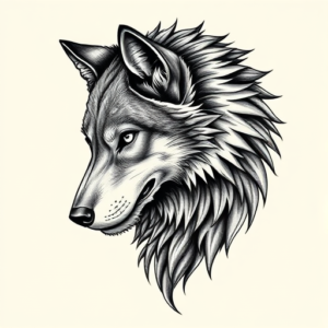 Hyper-Detailed Wolf Tattoo