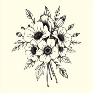 Illustrative Bouquet Tattoo