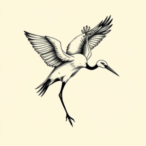 Illustrative Crane Tattoo