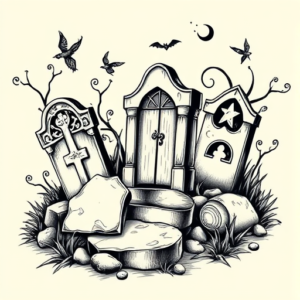 Illustrative Graveyard Tattoo
