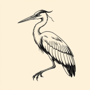 Illustrative Heron Tattoo