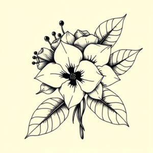 Illustrative Honeysuckle Tattoo