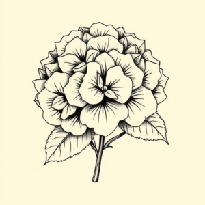 Illustrative Hydrangea Tattoo