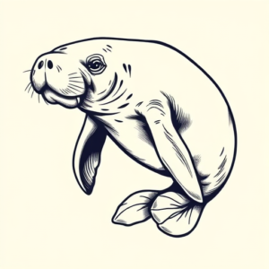Illustrative Manatee Tattoo