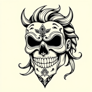 Illustrative Mask Tattoo