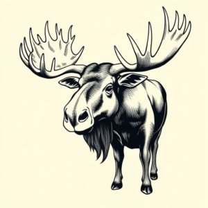 Illustrative Moose Tattoo