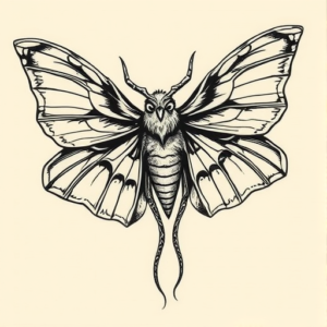 Illustrative Mothman Tattoo