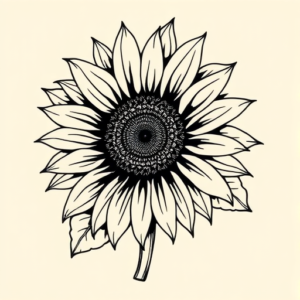 Illustrative Sunflower Tattoo