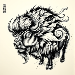 Japanese Bison Tattoo