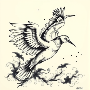 Japanese Crane Tattoo