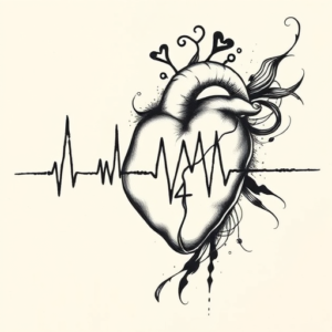 Japanese Heartbeat Tattoo