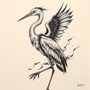 Japanese Heron Tattoo