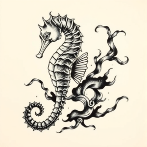 Japanese Seahorse Tattoo