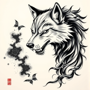 Japanese Wolf Tattoo