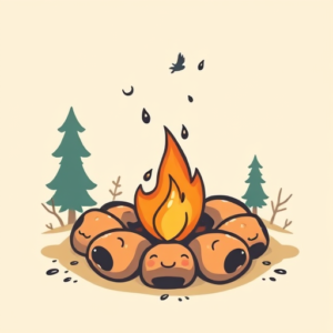 Kawaii Campfire Tattoo
