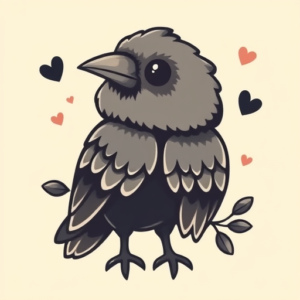 Kawaii Crow Tattoo