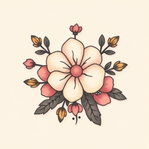 Kawaii Floral Tattoo