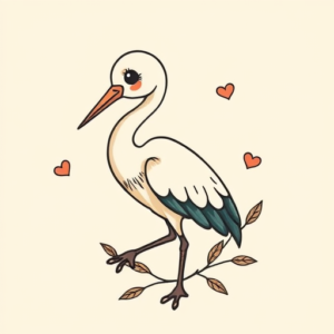 Kawaii Heron Tattoo