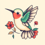 Kawaii Hummingbird Tattoo